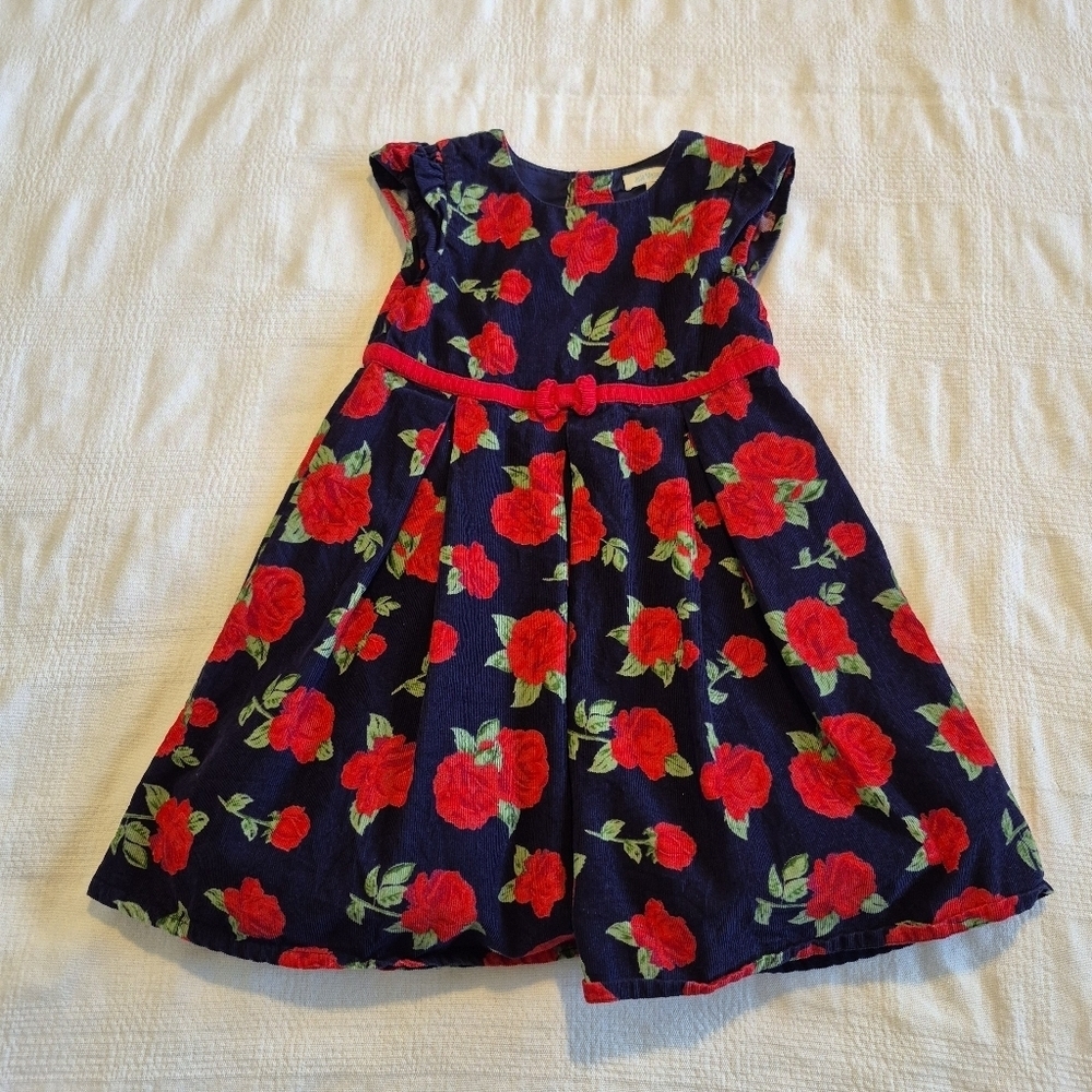 JoJo Maman Bebe girls size 2-3 corduroy rose design tulle with lining EUC